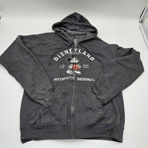 Disneyland Resort Hoodie Authentic Original Mickey Mouse Gray‎ Zip-Up Size Med